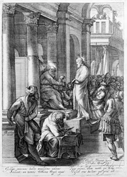 Christ before Pilate, engraved by Nicolaes Braeu